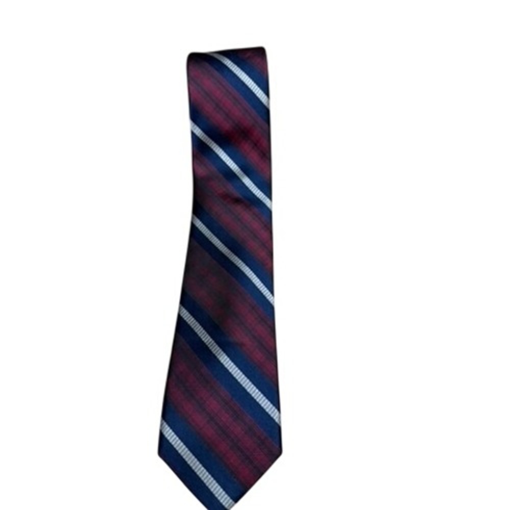 "Black Brown 1826" Silk Burgundy Blue Stripe Classic Men's Rep Tie Preppy Class - Picture 1 of 9